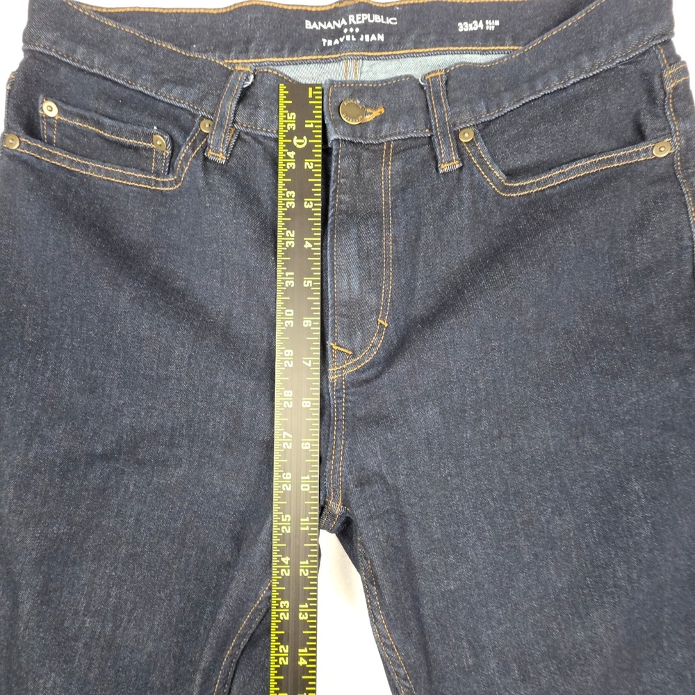 Banana Republic Mens Travel Jeans 33x34 (32") Slim Straight Fit Denim Dark Blue - Picture 10 of 12